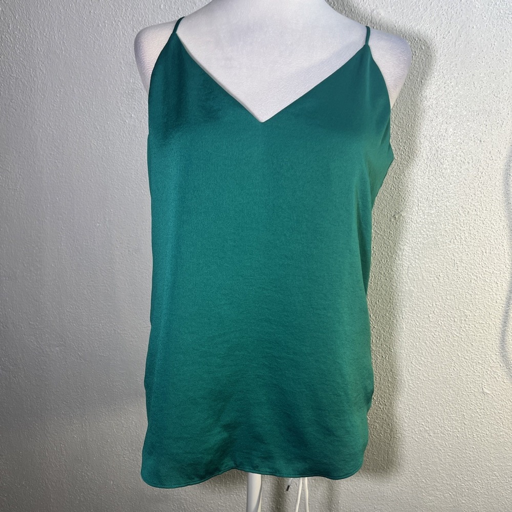 Express Cami Top Womens S Emerald Green Satin Adjustable Straps Silky Reversible